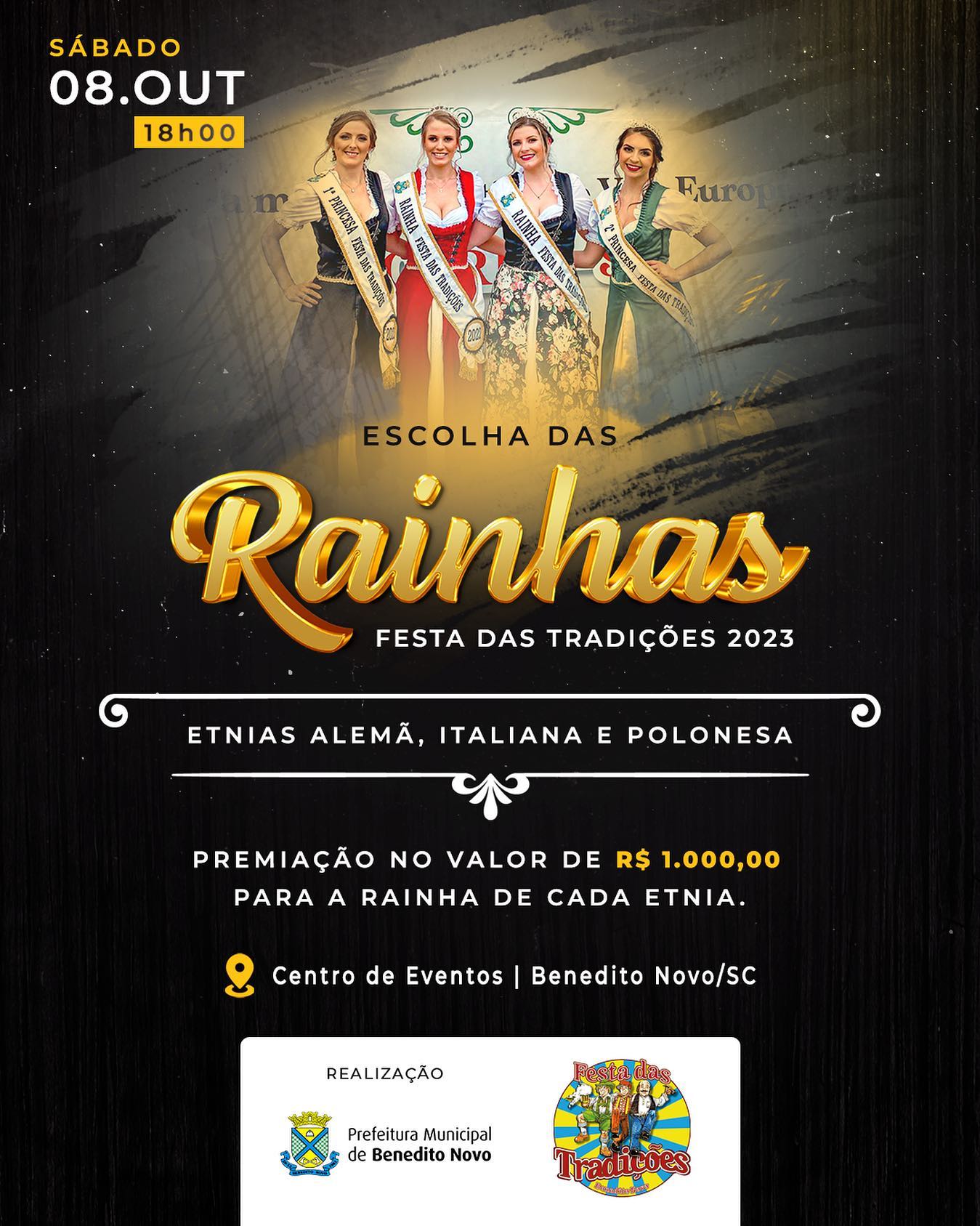 Benedito Novo abre inscrições para o concurso da Realeza da Festa das Tradições 2023 1 rainhas benedito novo