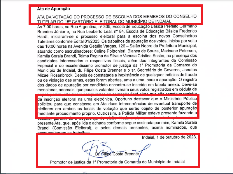 Eleição do Conselho Tutelar de Indaial é alvo de investigação do MPSC 1 CONSELHO