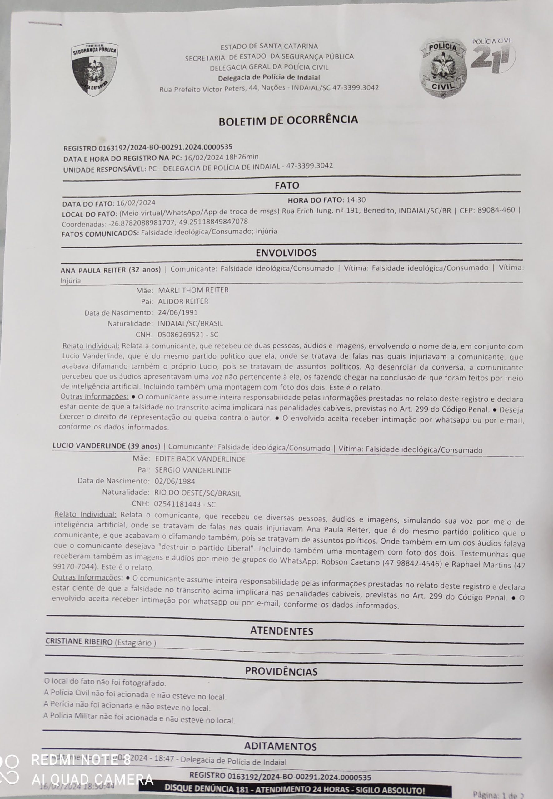 Suposto crime de Falsidade Ideológica registrado em meio virtual envolvendo políticos de Indaial 1 46cb8a16 9efb 4396 a27d 6562f83e89ae scaled