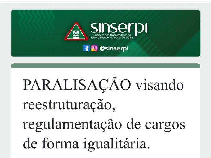 Sindicato anuncia paralisação em Indaial; prefeito não foi notificado 1 eb281b09 3e7b 4e9b 88d9 4c001e924fa4