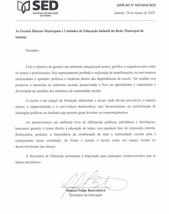 Manifestações políticas e sindicais em escolas de Indaial são proibidas pelo secretário de educação 1 WhatsApp Image 2025 03 25 at 15.05.03