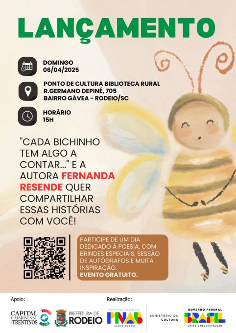 Projeto incentiva leitura e inclusão com distriuição gratuita de livro infantil em Rodeio 2 convite lancamento Easy Resize.com